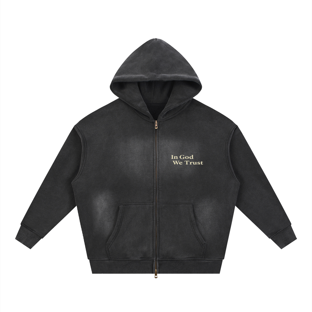 In God We Trust Two-way Zipper Hoodie