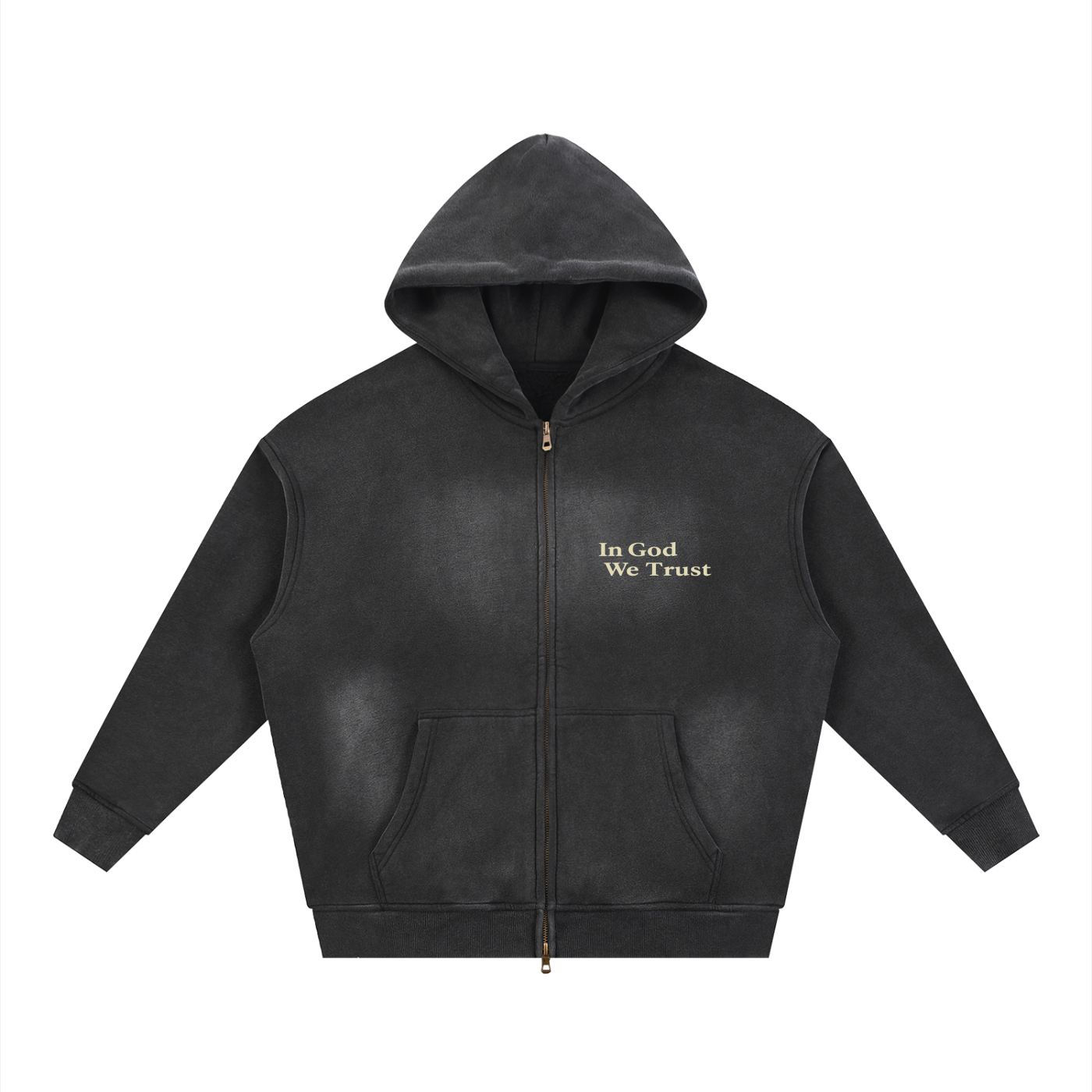 In God We Trust Two-way Zipper Hoodie